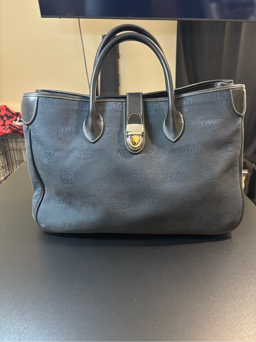 Authentic Dooney & Bourke navy blue double handle tote